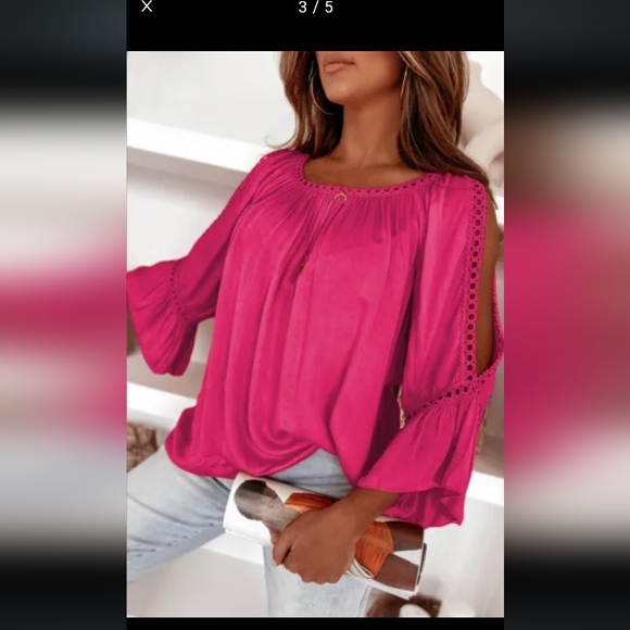 🔥New Rose lace cut out sleeve top - Picture 3 of 8